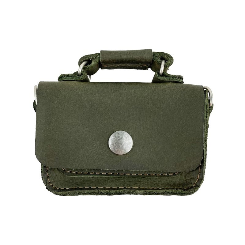 Hide & Drink, Leather Mini Briefcase Card Holder, Holds Up to 10 Cards Plus Folded Bills, Case, Cash Organizer, Accessories, Handmade Includes 101 Year Warranty (Dark Jade) - Image 1